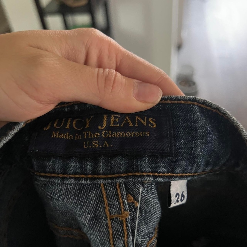 Juicy Couture Vintage 90s Low Rise Flare Jeans Dark Wash Denim Size 26 USA Made - Picture 4 of 4
